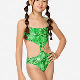 4GIVENESS Costume Monokini Fantasia Rainbow Boa Verde per Bambine