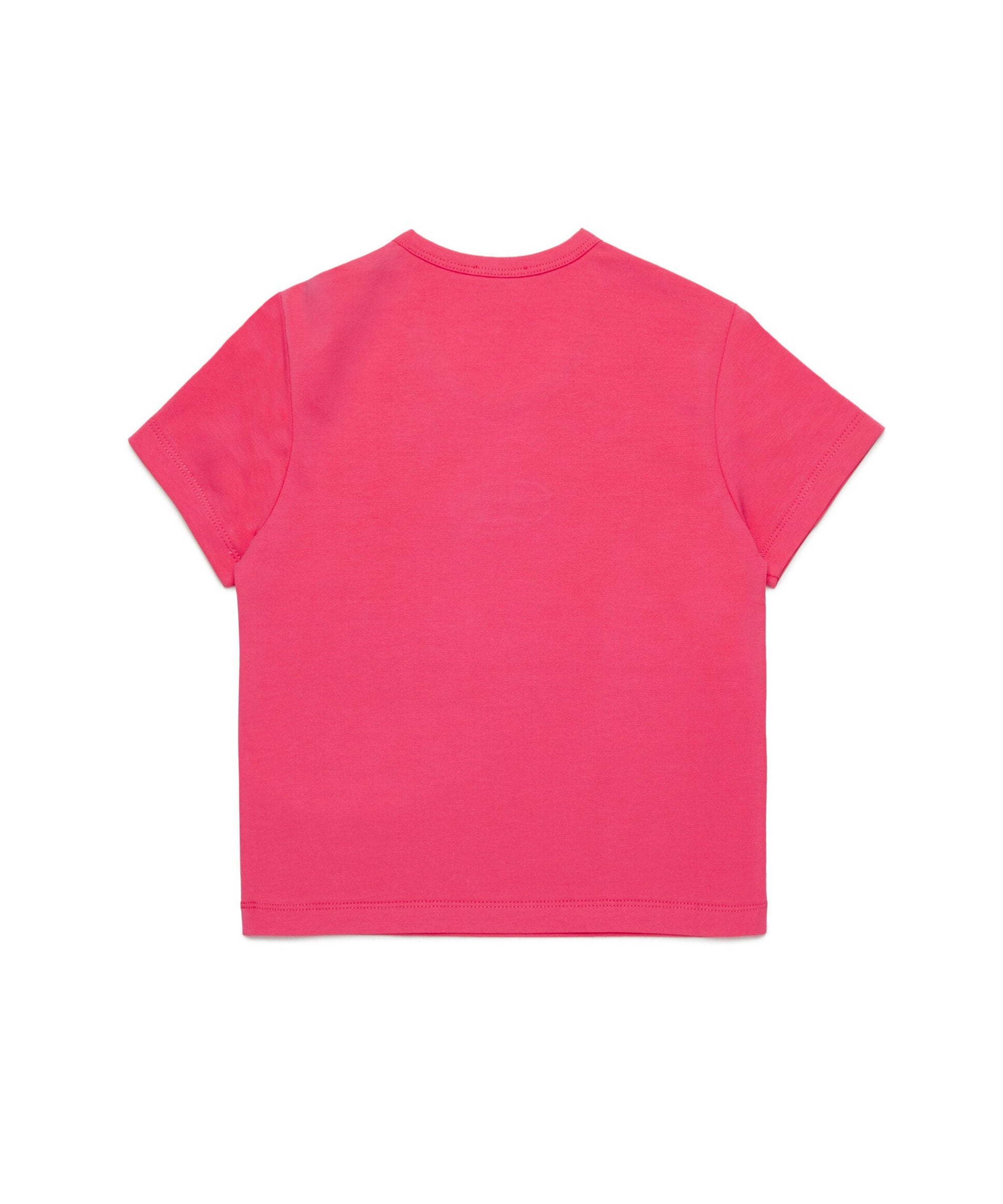 Diesel Kids T-shirt Fucsia con Ricamo Oval D per Bambine (retro)