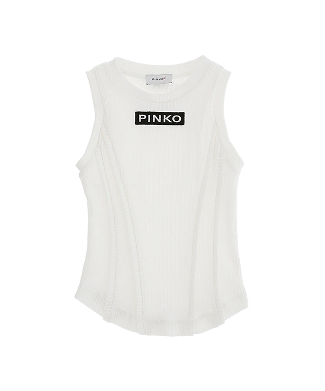 Pinko Kids Canotta Bianca Slim con Ricamo per Bambine