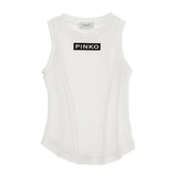Pinko Kids Canotta Bianca Slim con Ricamo per Bambine