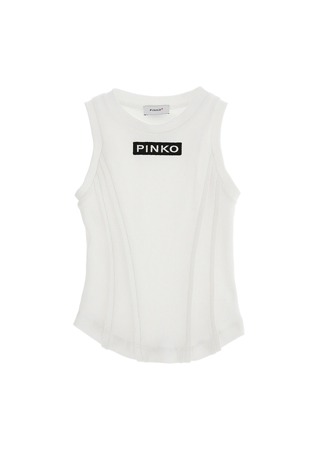 Pinko Kids Canotta Bianca Slim con Ricamo per Bambine