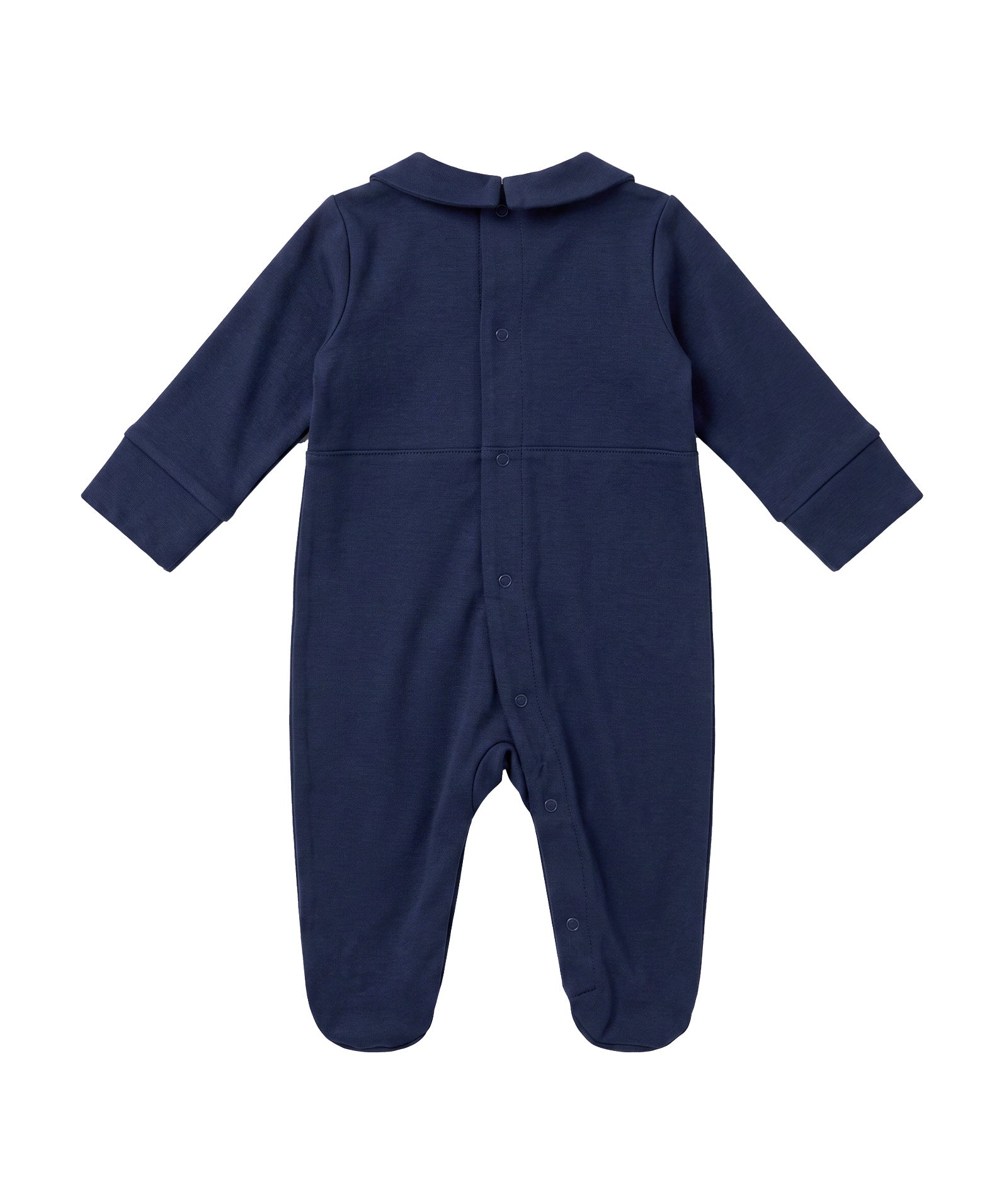 Moschino Kids Tutina Intera Blu Navy in Cotone con Teddy Bear Ricamati per Neonati