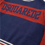 Dsquared2 Kids Maglione Girocollo Blu/Rosso con Logo per Bambini (dettaglio)