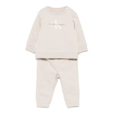 Calvin Klein Kids Felpa con Pantaloni Beige per Neonati
