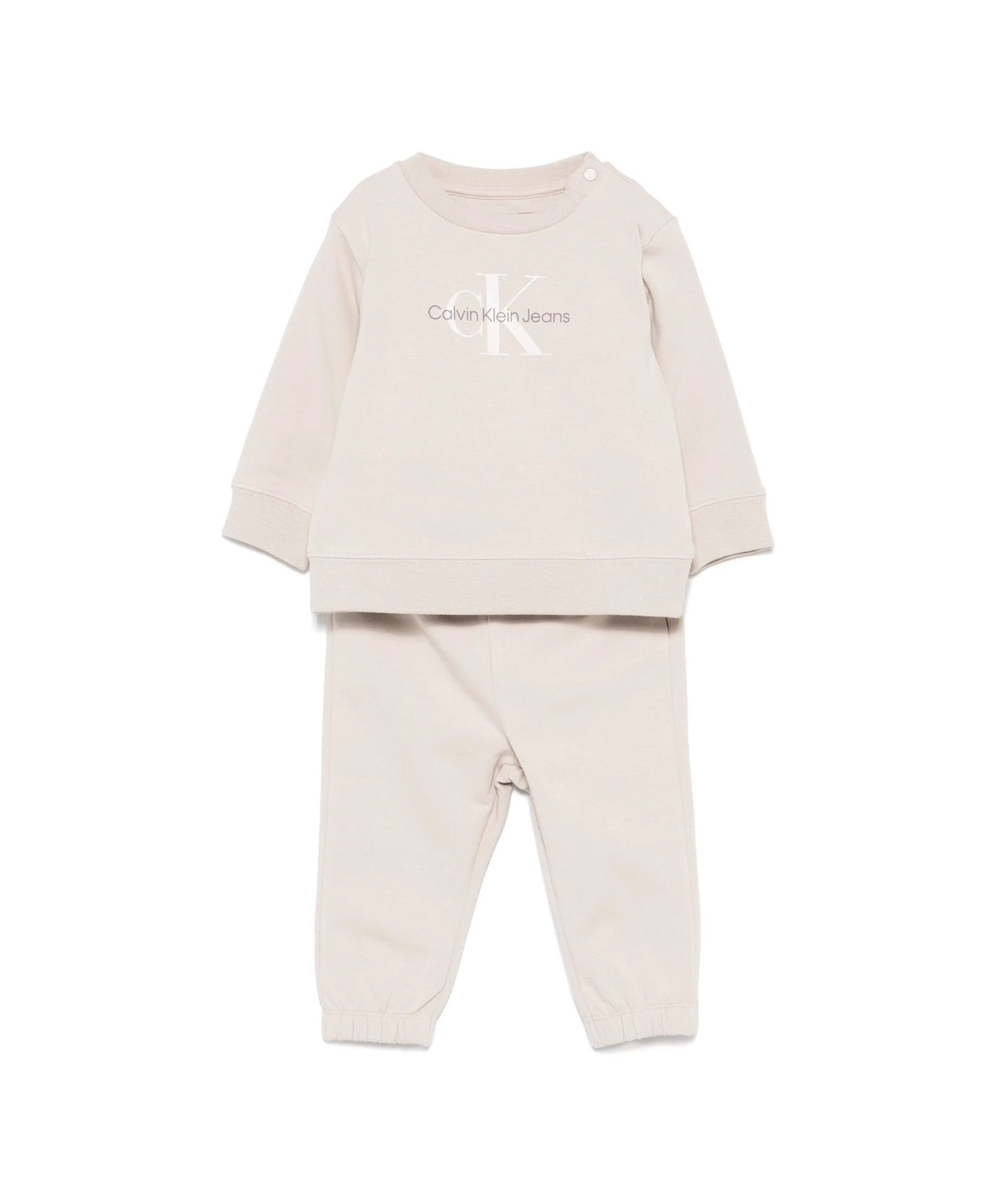 Calvin Klein Kids Felpa con Pantaloni Beige per Neonati