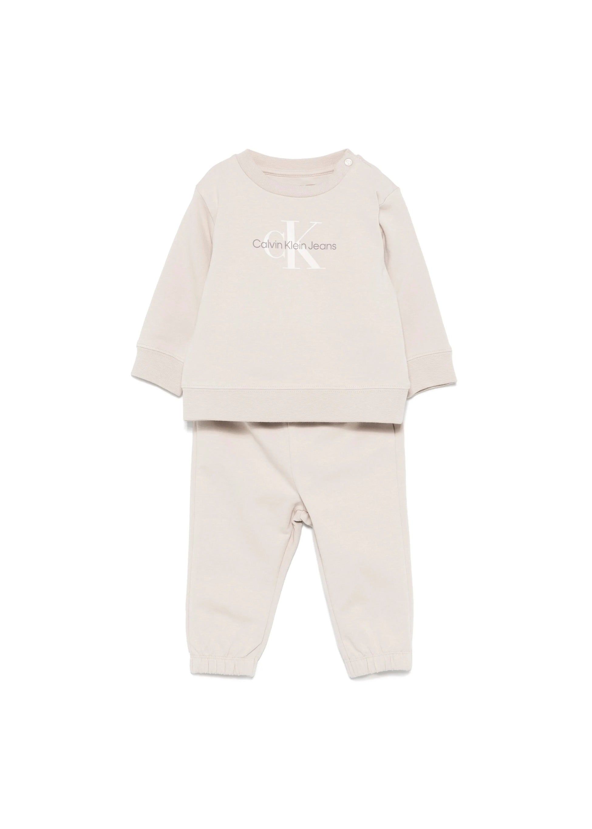 Calvin Klein Kids Felpa con Pantaloni Beige per Neonati