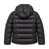 Blauer Kids Piumino Nero Lucido con Cappuccio Imbottito e Patch Logo per Bambini