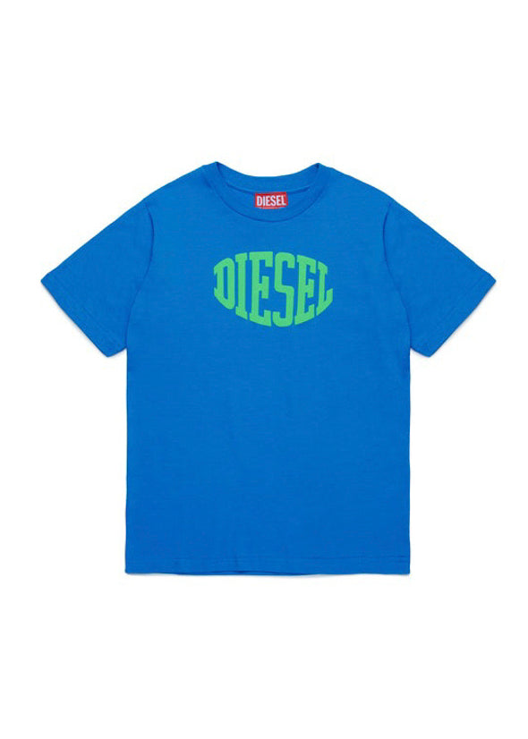 Diesel Kids T-shirt Celeste Puffy Print per Bambini