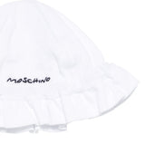 Moschino Kids Pagliaccetto e Cappello Bianco con Logo per Neonate