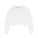 Patrizia Pepe Kids Maglia Bianco con Logo All-Over Traforata per Bambine