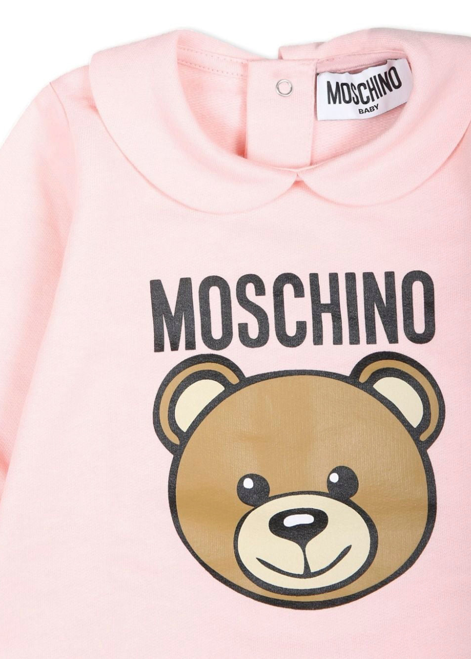 Moschino Kids Tutina Rosa con Logo Teddy Bear per Neonate (dettaglio)