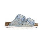 Colors of California Sandalo Doppia Fascia Denim con Strass per Bambine