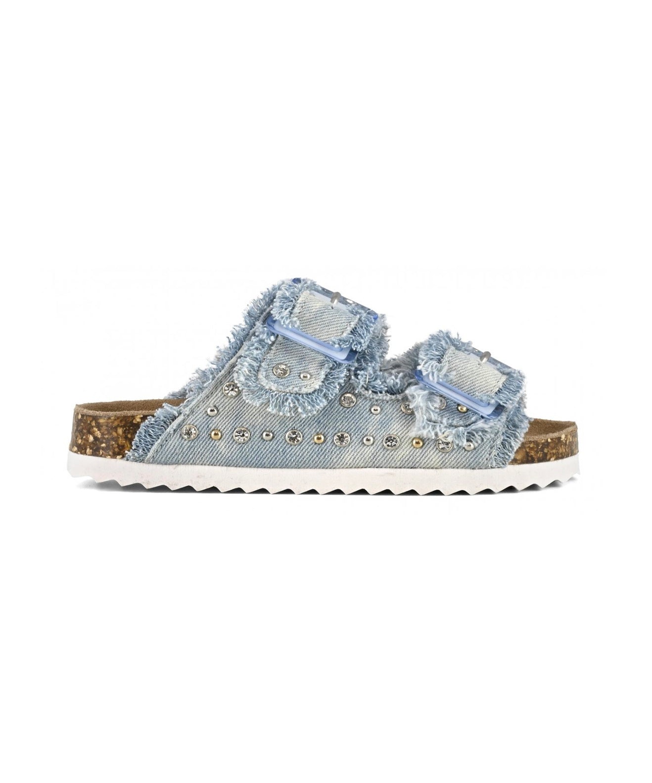 Colors of California Sandalo Doppia Fascia Denim con Strass per Bambine