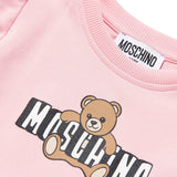 Moschino Kids Abito con Rouches Rosa e Logo Teddy Bear per Neonate