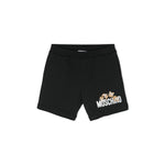 Moschino Kids Short Nero con Logo Teddy Bear per Neonati(fronte)