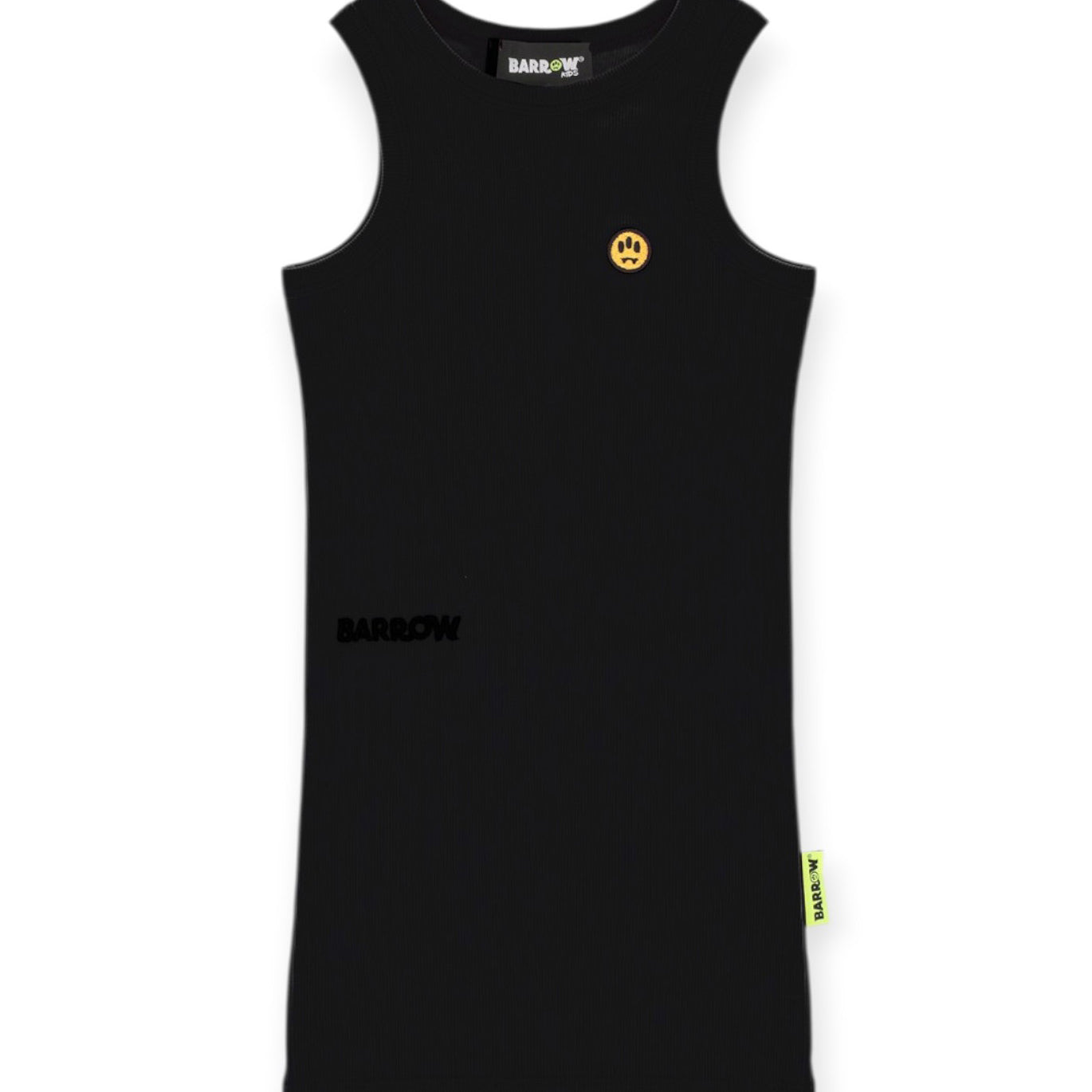 Barrow Kids Abito Nero a Costine con Logo per Bambine