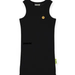 Barrow Kids Abito Nero a Costine con Logo per Bambine