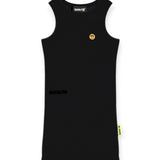 Barrow Kids Abito Nero a Costine con Logo per Bambine