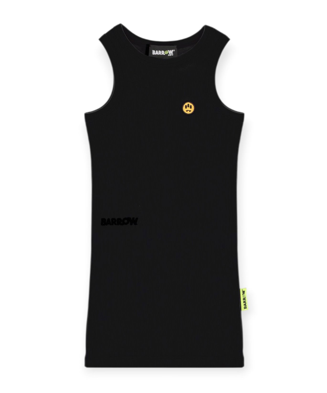 Barrow Kids Abito Nero a Costine con Logo per Bambine
