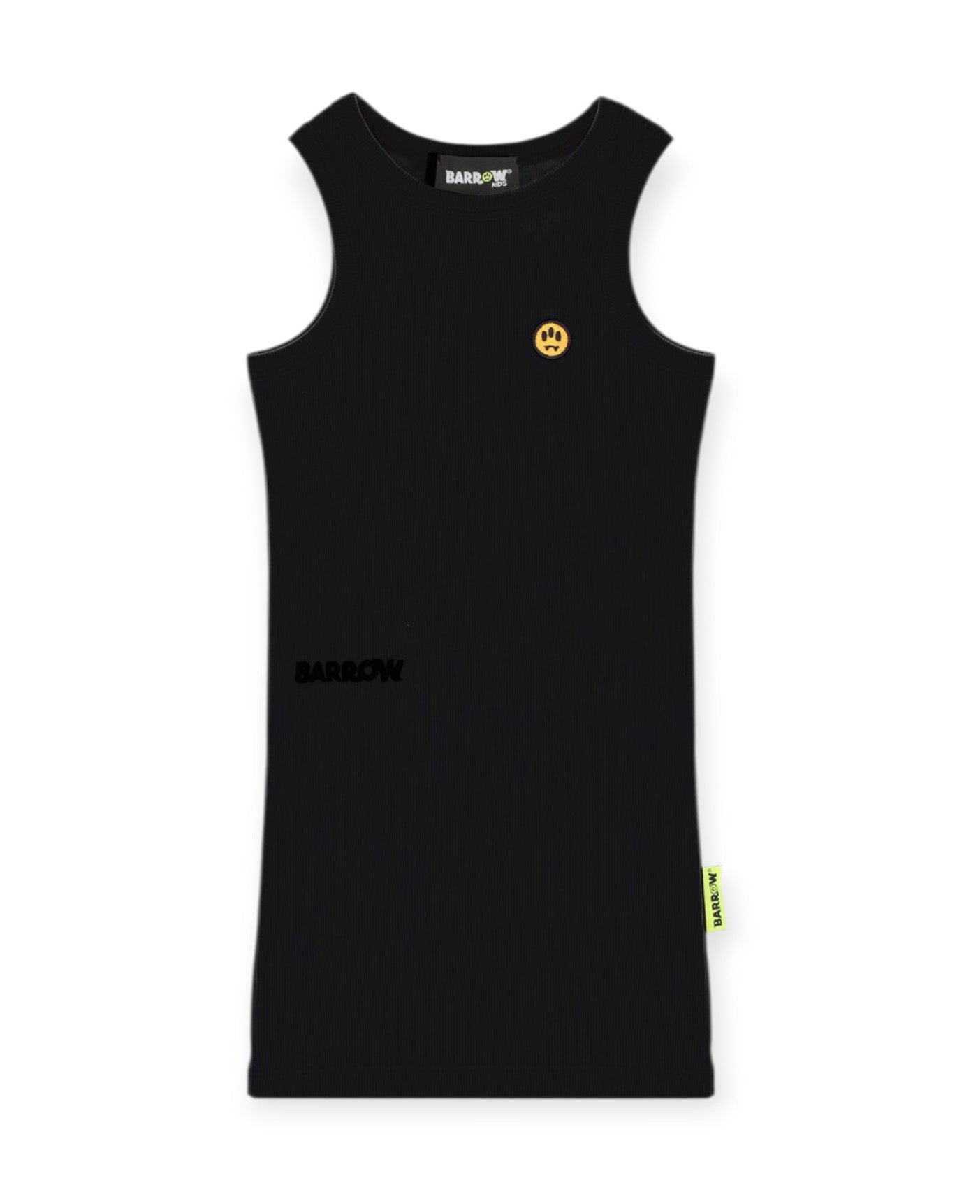 Barrow Kids Abito Nero a Costine con Logo per Bambine