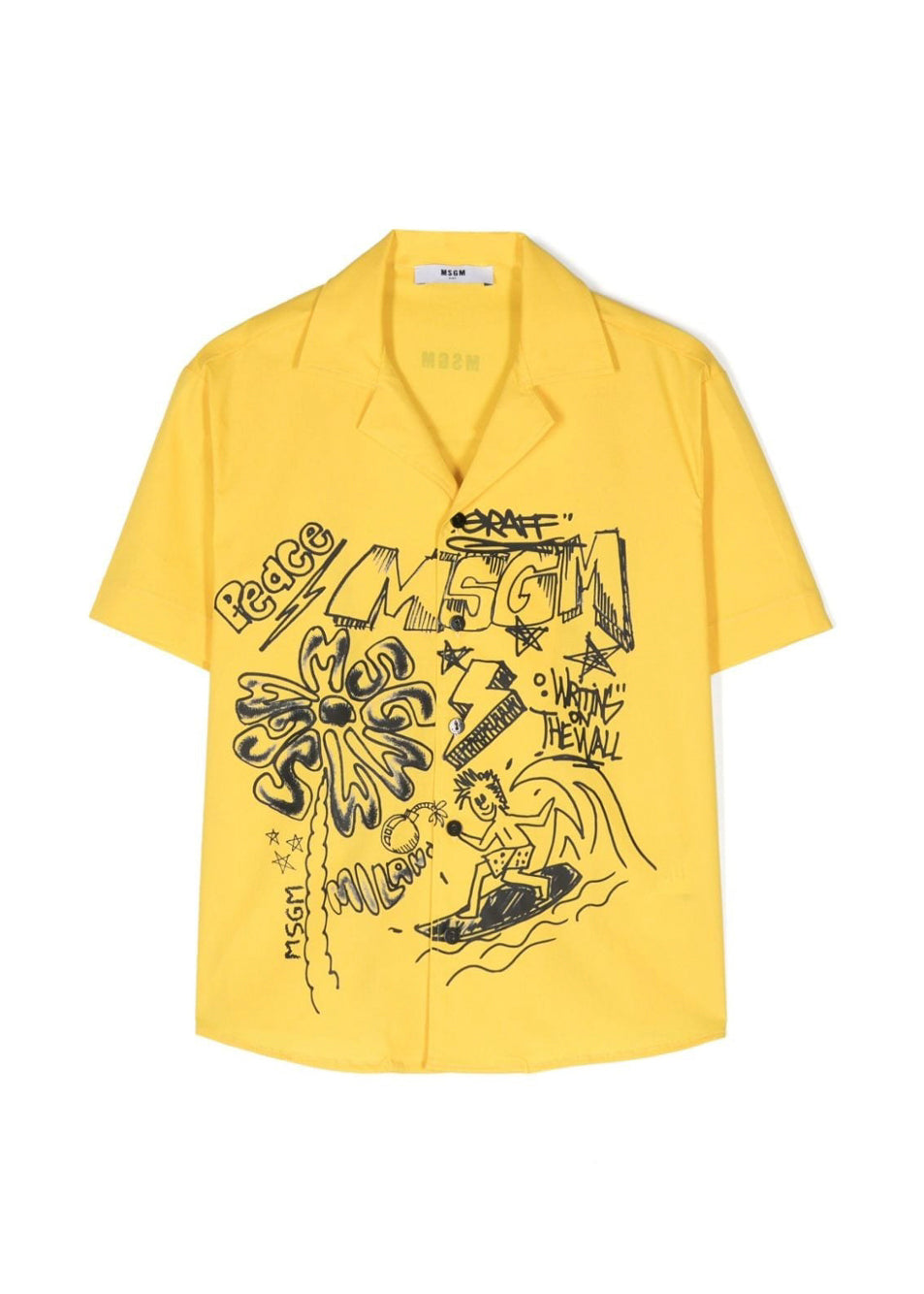 MSGM Kids Camicia Gialla con Stampa per Bambini