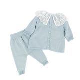 Marlù Completo Acquamarina con Apertura a Bottone per Neonate