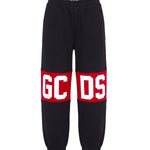 Gcds Kids Pantalone Felpa Nero con Banda Rosso per Bambini