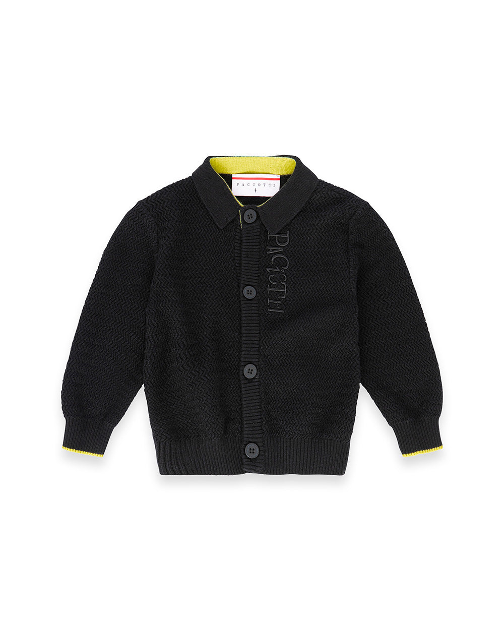Paciotti Kids Cardigan Nero con Colletto Camicia per Neonati