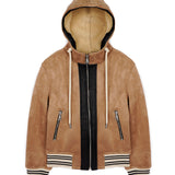 Yes London Kids Ecomontone Scamosciato Beige con Cappuccio e Zip per Bambini