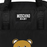 Moschino Kids Borsa Mamma Nera con Stampa Bear con Fasciatoio (dettaglio)