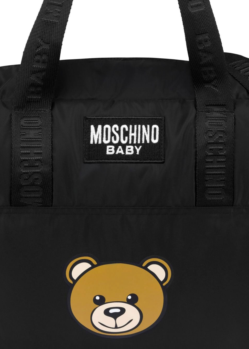 Moschino Kids Borsa Mamma Nera con Stampa Bear con Fasciatoio (dettaglio)