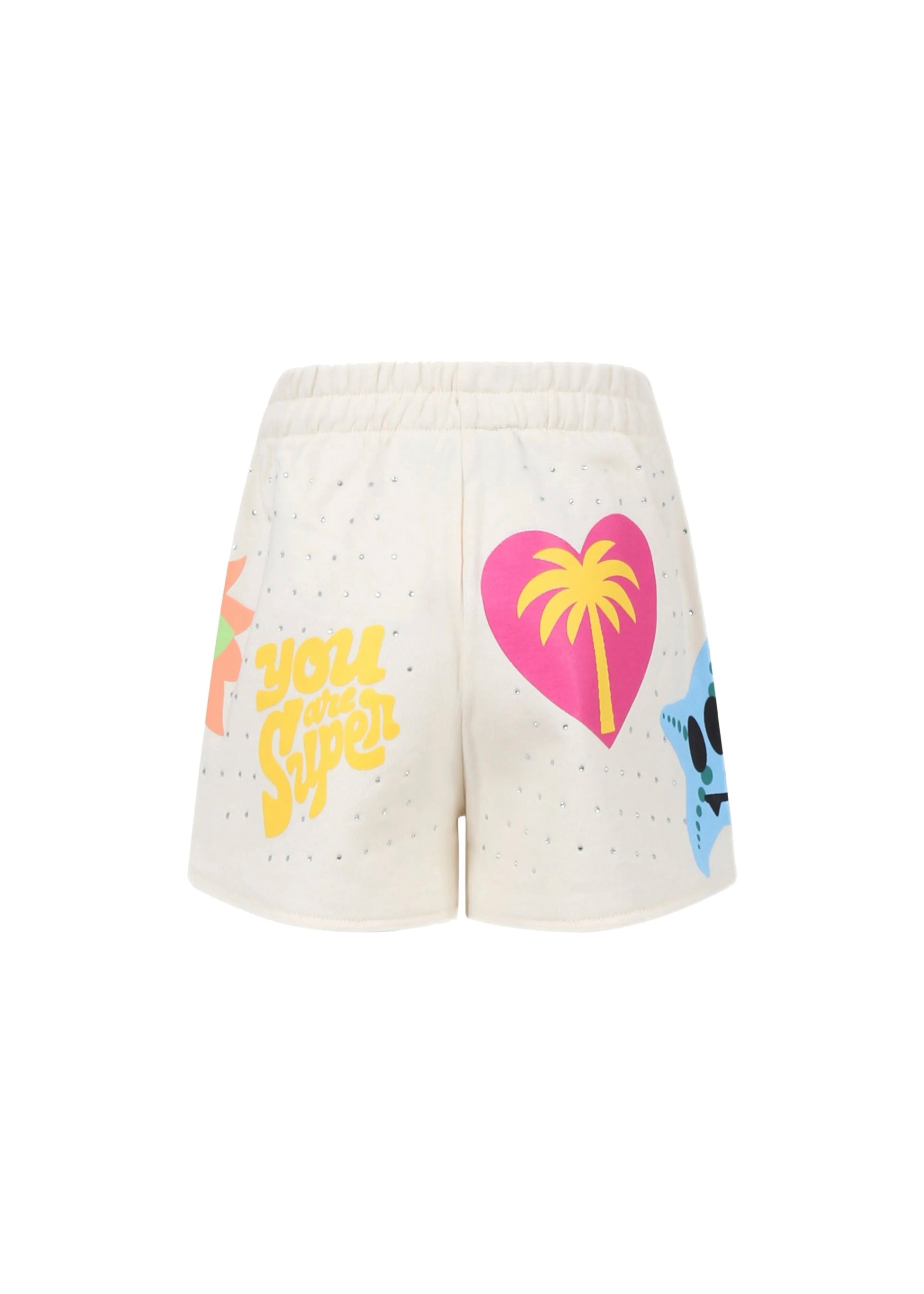 Barrow Kids Short Crema con Stampa e Strass per Bambine