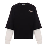 MSGM Kids Felpa Girocollo Nera White Sleeves per Bambine