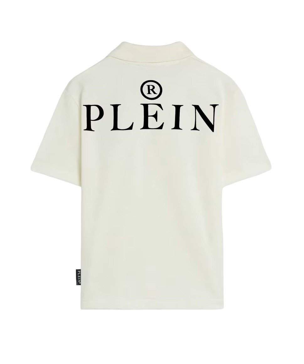 Philipp Plein Kids Polo Bianco con Stampa per Bambini