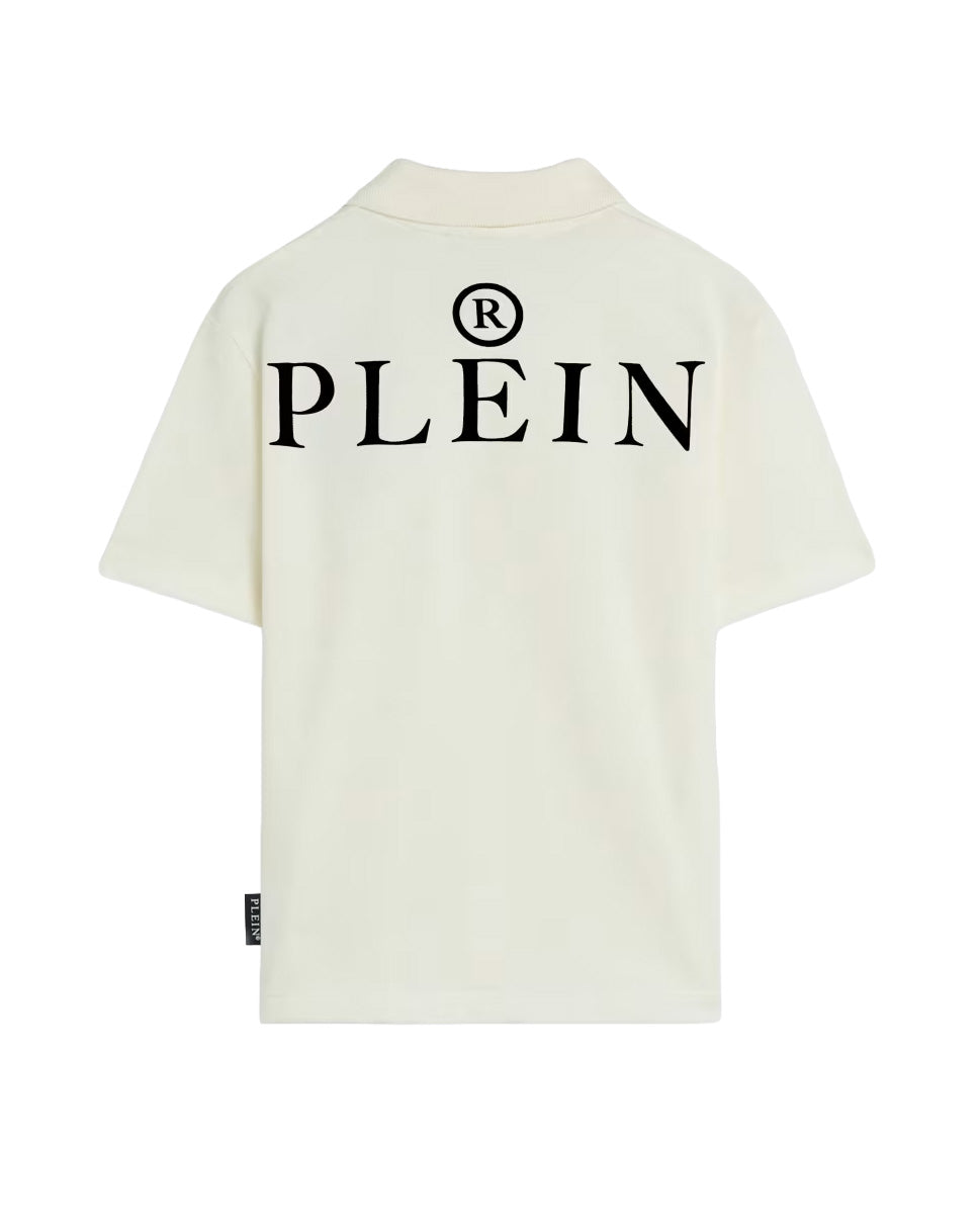 Philipp Plein Kids Polo Bianco con Stampa per Bambini