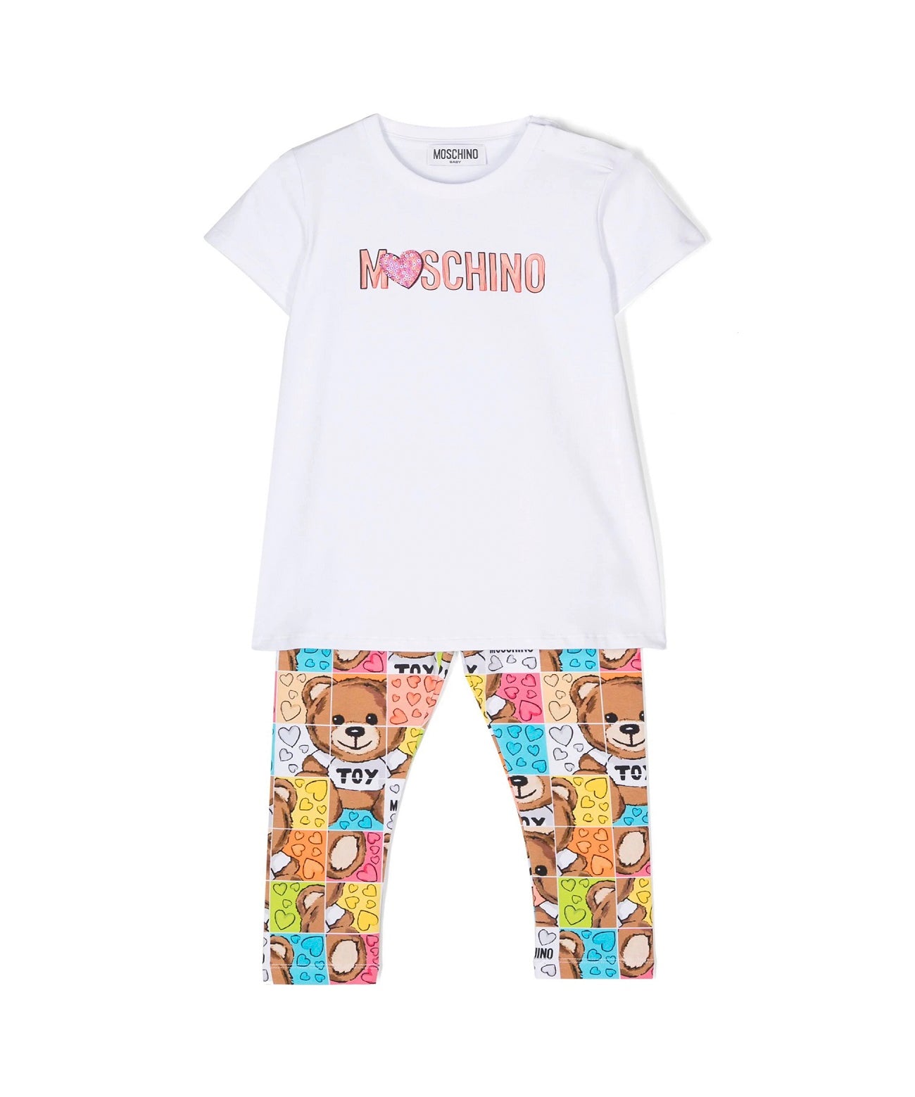 Moschino Kids Completo T-Shirt e leggings con Stampa Puzzle