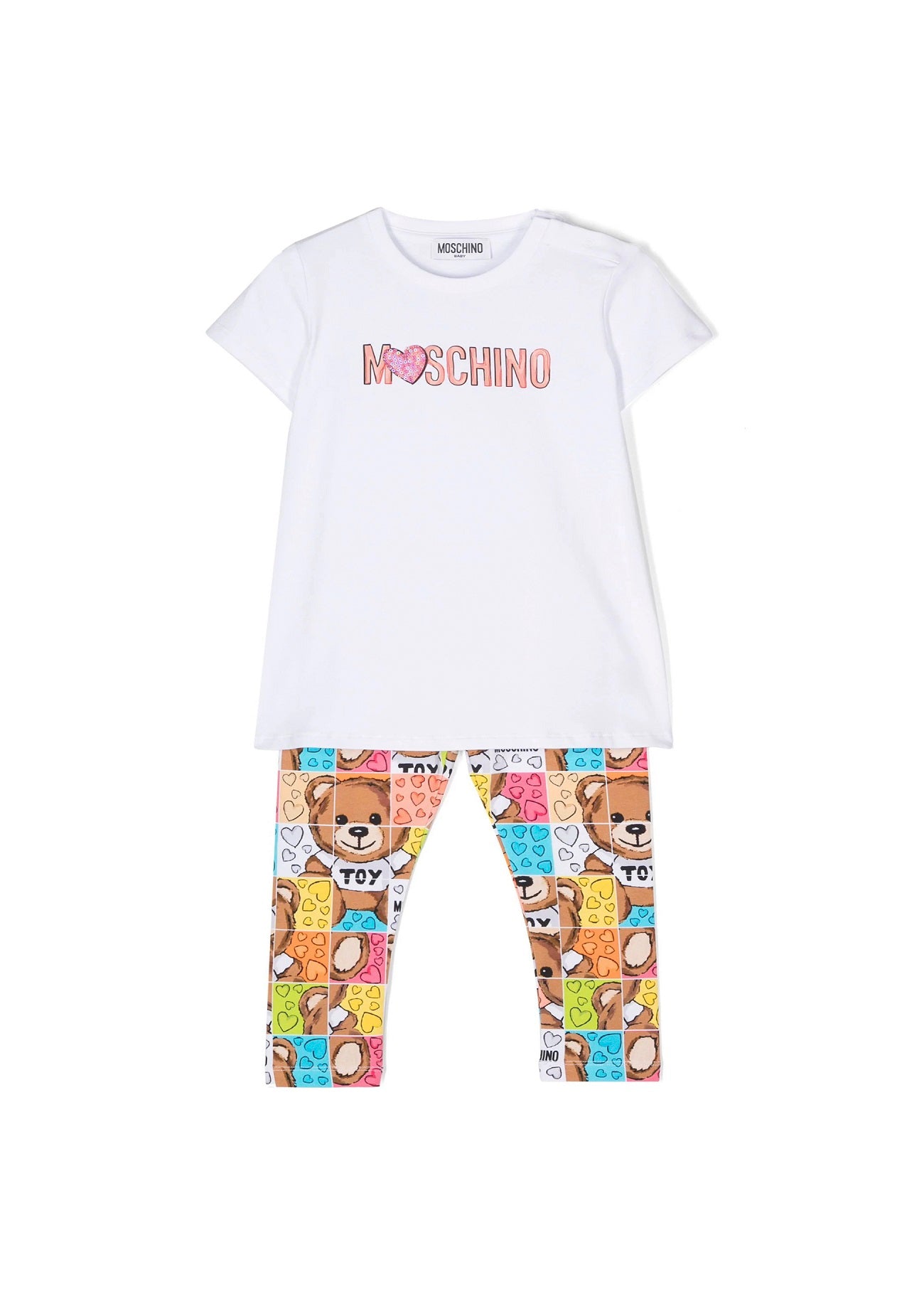 Moschino Kids Completo T-Shirt e leggings con Stampa Puzzle