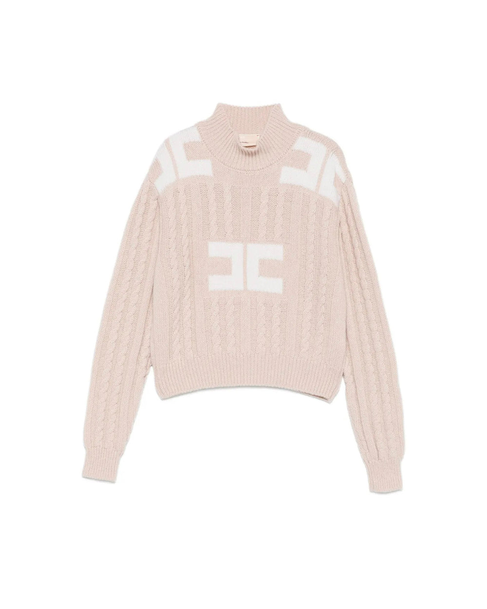 Elisabetta Franchi La Mia Bambina Maglioncino Rosa con Intarso Logo per Bambine