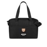 Moschino Kids Borsa Mamma Nera con Stampa Logo Teddy per Neonati