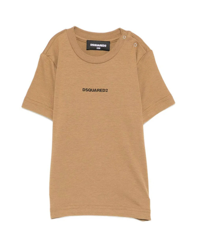 Dsquared2 Kids T-Shirt Marrone con Logo per Neonati