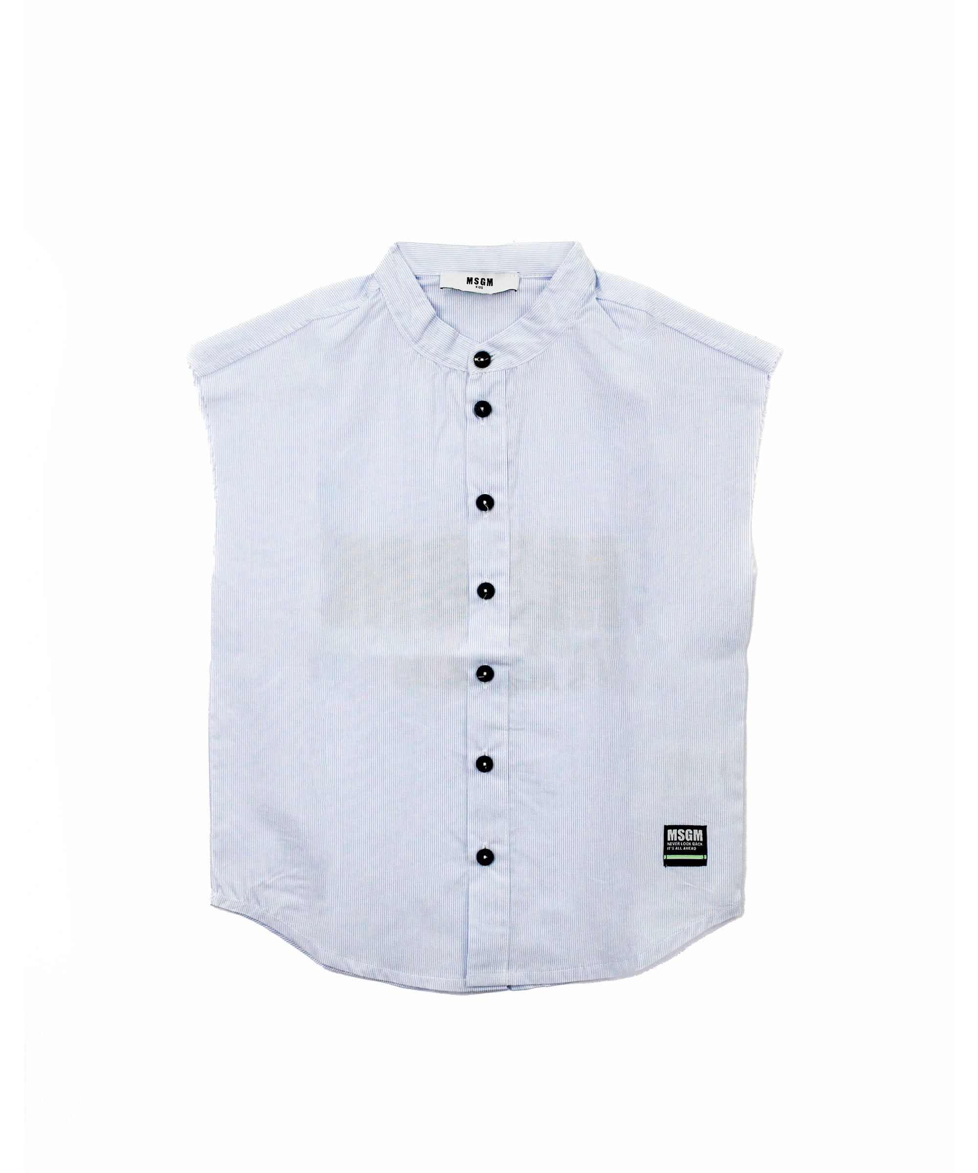 MSGM Kids Camicia Celeste Giro Maniche con Stampa per Bambini