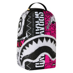 Sprayground Kids Zaino Think On It Nero e Rosa Fuxia con Stampa Shark Mouth e Logo Graffiti