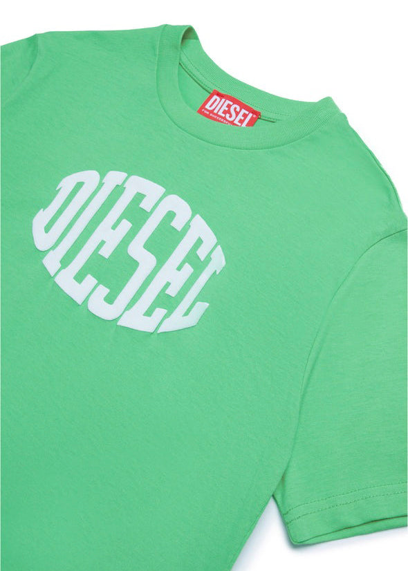 Diesel Kids T-shirt Verde Puffy Print per Bambini