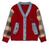 Dsquared2 Kids Cardigan Rosso Rubino e Denim Unisex