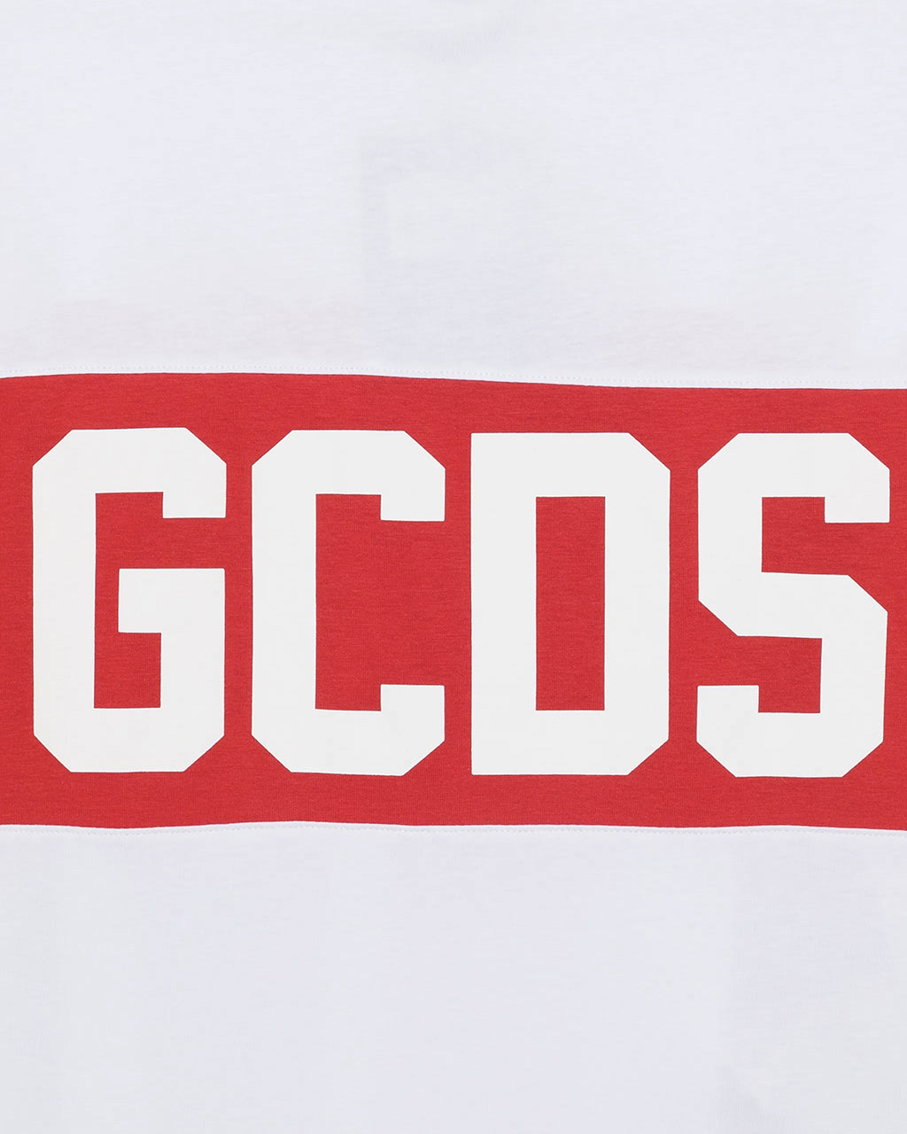 Gcds Kids T-Shirt Bianca con Banda Rossa Logata Unisex