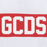 Gcds Kids T-Shirt Bianca con Banda Rossa Logata Unisex