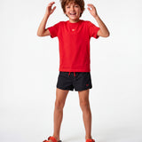 Diesel Kids Black Swimsuit with Drawstring and Contrasting Red Logo for Children