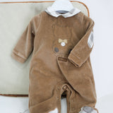 Minibanda Tutina Beige con Ricamo per Neonati