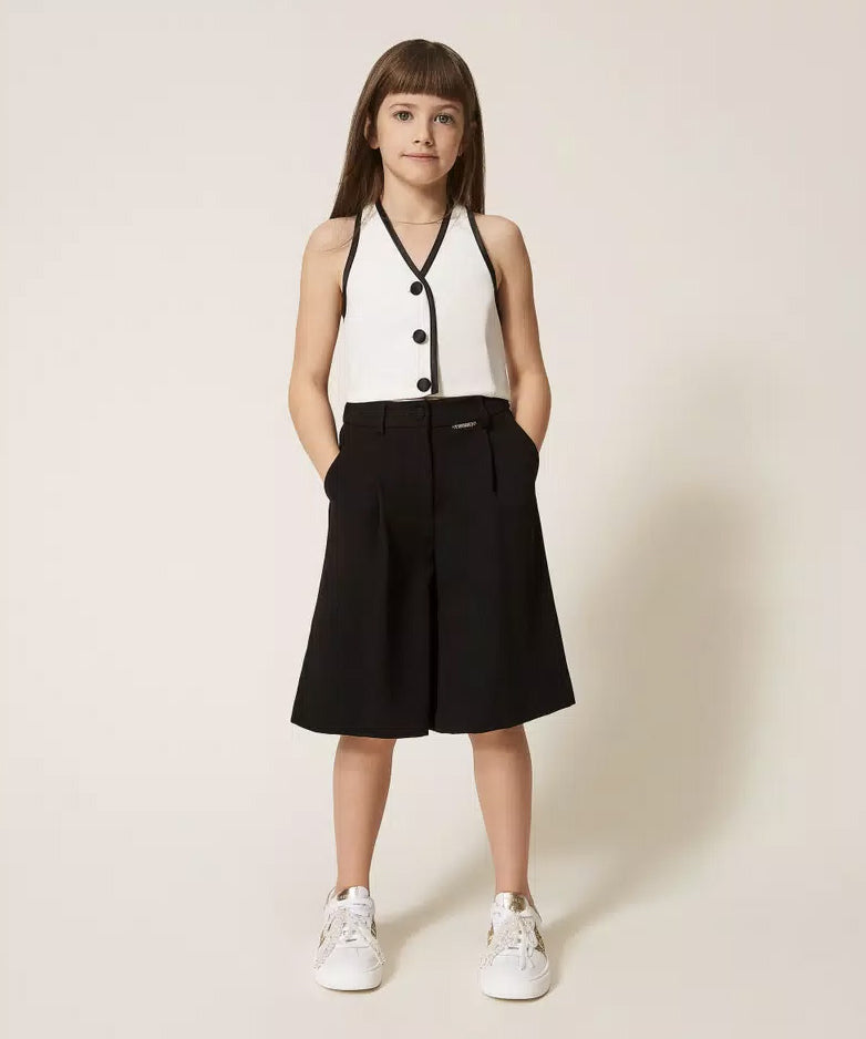 Twinset Kids Bermuda Nero con Logo per Bambine