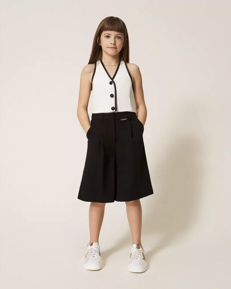 Twinset Kids Bermuda Nero con Logo per Bambine